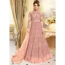 ELEGANT ROSE PINK INDIAN & PAKISTANI DESIGNER PARTY AND WEDDING WEAR FANCY ANARKALI SUIT