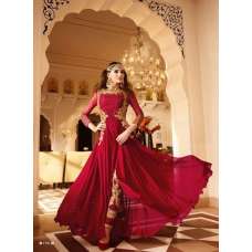 7101 RED GLOSSY DESIGNER GEORGETTE DRESS