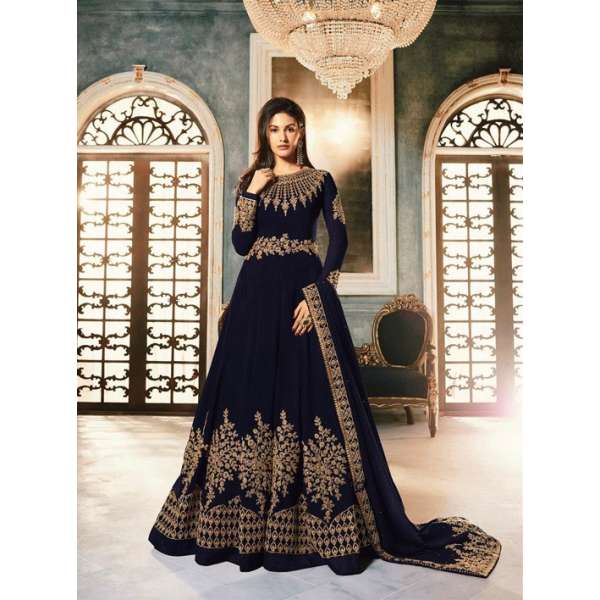 Navy Blue Designer Wedding & Bridal Anarkali Gown