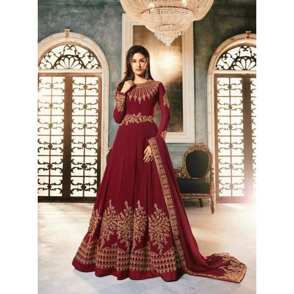 Maroon Indian Party & Mehndi Wear Gown