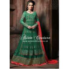 SL1001A GREEN STARLIGHT DESIGNER EMBROIDERED ANARKALI SUIT