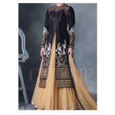 Black & Beige Indian Net Lehenga Ethnic Wedding Suit