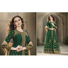 Green Banglori Silk Gown Indian Designer Anarkali Dress