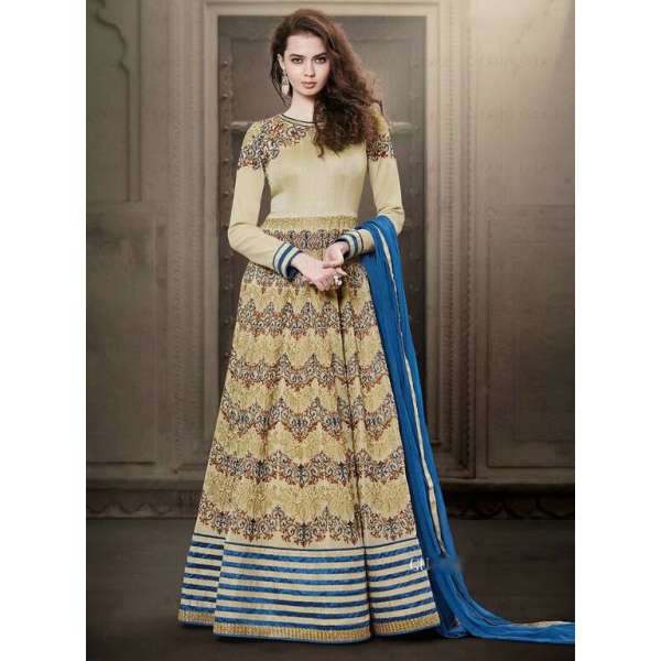 Beige Anarkali Dress Indian Designer Wedding Suit