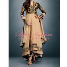 Black Gold Indian Frock Embroidered Anarkali Suit