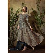 8105 CREAM AND BLUE KARMA TRENDS ANARKALI DRESS