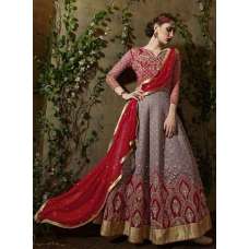 8106 RED AND GREY KARMA TRENDS ANARKALI DRESS