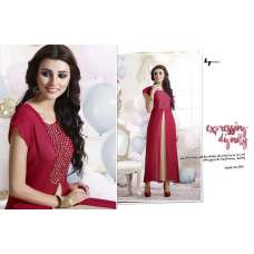 Red Long Kurti Jacket Dress Party Wear Readymade