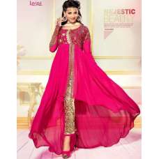 L19004 PINK LAVINA HEAVY EMBRIODERD DESIGNER DRESS