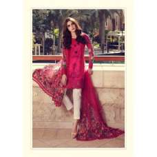 ZMB55001 DARK PINK MARIA B LAWN EMBROIDERED AND PRINTED PAKISTANI STYLE READY MADE SUIT 