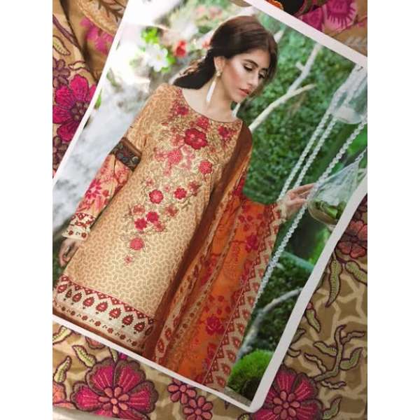 CARAMEL FLORAL PAKISTANI SALWAR READY MADE SUIT