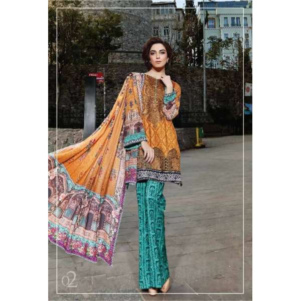 MARIA B GOLD PAKISTANI STYLE READY MADE SUIT