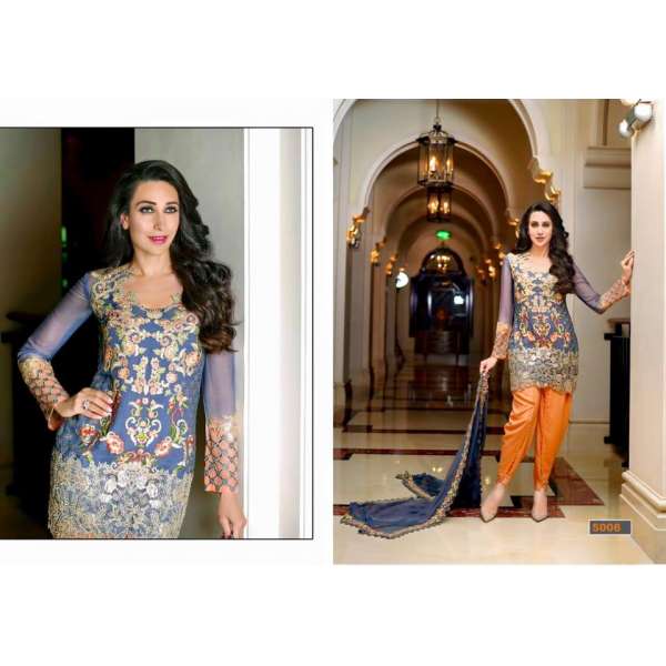 BLUE ORANGE SALWAR KAMEEZ ASIM JOFA PAKISTANI STYLE SUIT