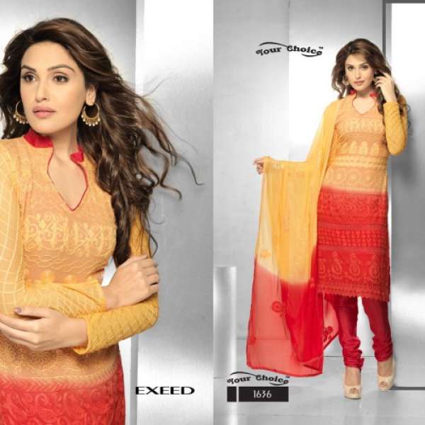 Red and Orange Designer Party Wear Suit