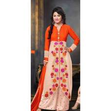 Peach Heena Khan Coral and Bisque Georgette Party Wear Salwar Kamiz