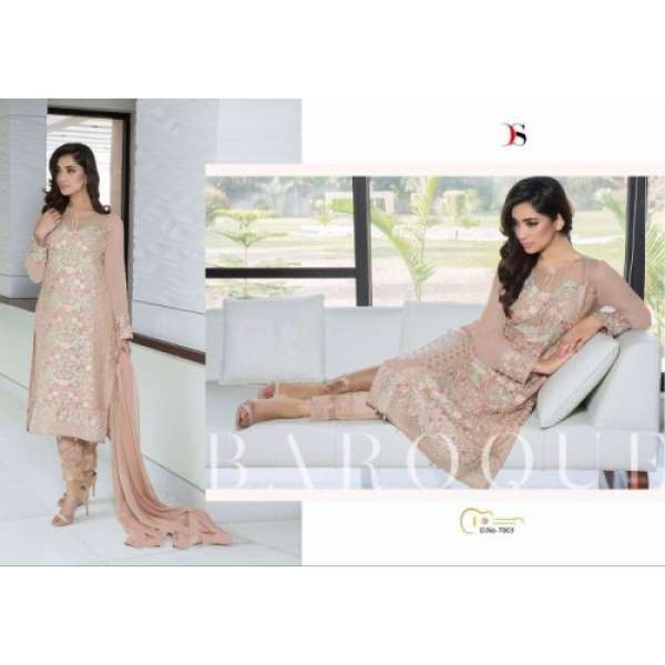 7003 LIGHT BROWN BAROQUE BY DEEPSY GEORGETTE PAKISTANI STYLE SUIT 