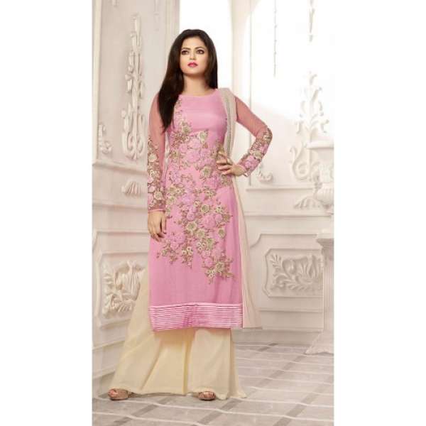 86010 PINK AND BEIGE NITYA PARTY WEAR DESIGNER SUIT