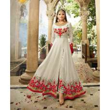 2301-C WHITE NITYA SLIT STYLE LONG ANARKALI DRESS