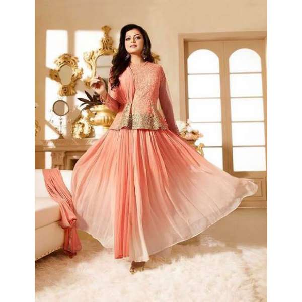 90011 PEACH LT NITYA PARTY WEAR ANARKALI SUIT 