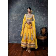 18 BRIGHT PRIMROSE YELLOW OMTEX GRANDIOSE WEDDING WEAR DRESS