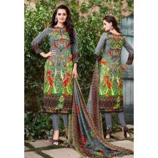 2006 GREY PASHMINA SARANG SALWAR KAMEEZ WITH PRINTED SHAWL