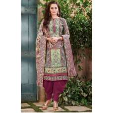 2007 PLUM PASHMINA SARANG SALWAR KAMEEZ WITH PRINTED SHAWL
