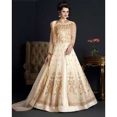 CREAM HEAVY EMBROIDERED INDIAN WEDDING GOWN