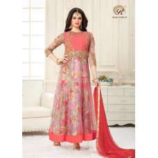 Pink Foral Maxi Gown Indian Anarakli Frock