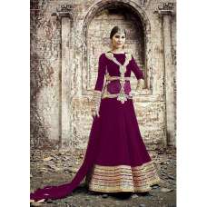 PURPLE SAFEENA HOT LADY EMBROIDERED ANARKALI SUIT