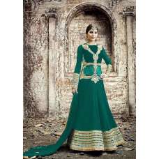 GREEN SAFEENA HOT LADY EMBROIDERED ANARKALI SUIT