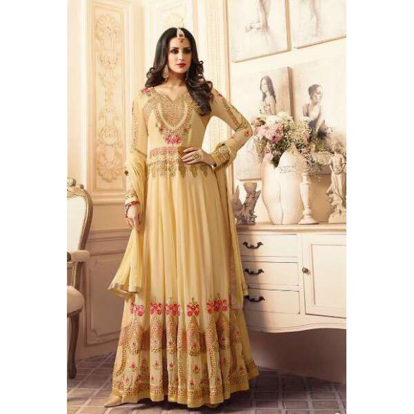 SA-102 YELLOW SAJJAN ALAAMIN PUNJABI STYLE ANARKALI OUTFIT