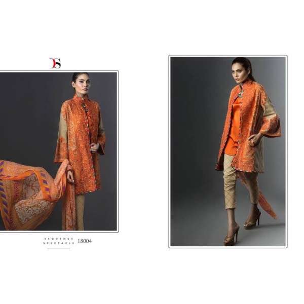18004 ORANGE DEEPSY ASSENT DESIGNER CAMBRIC COTTON SUIT