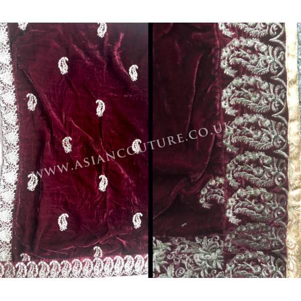 Maroon Embroidered Girl Scarf/Shawl