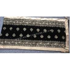 Royal Black Heavy Diamonte Embroidered Velvet Shawl