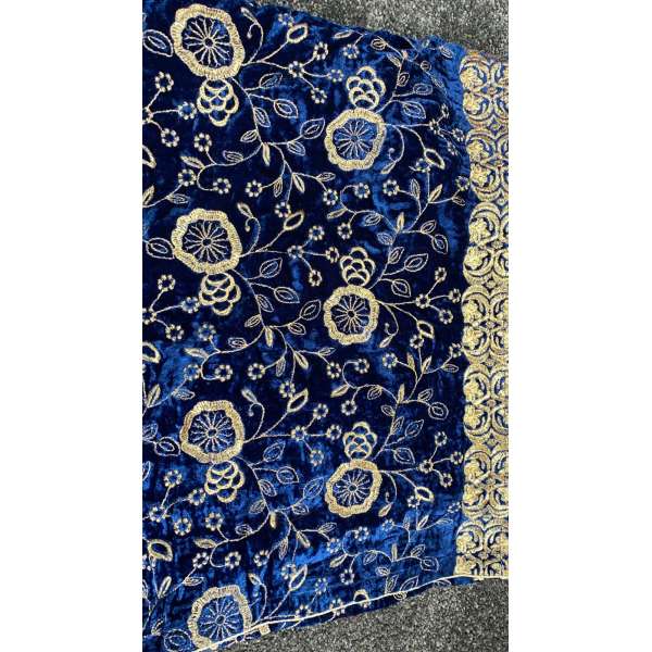 Blue Embroidered Winter Shawl
