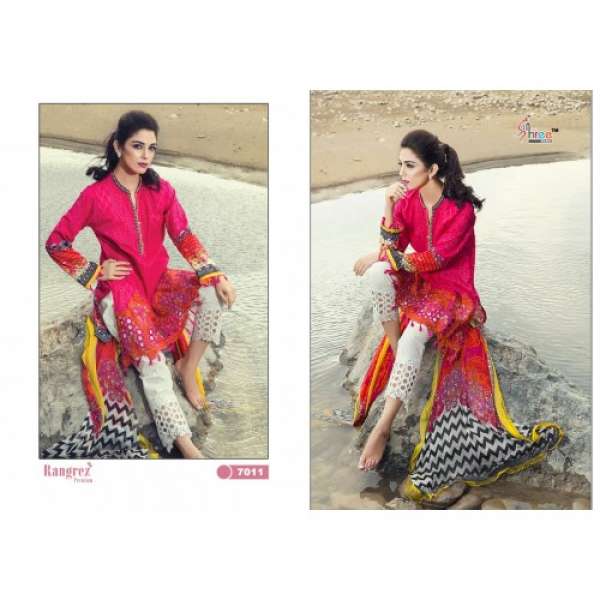7011 DARK PINK AND WHITE RANGREZ PREMIUM EMBRIODERED SALWAR SUIT