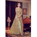 GREEN HEAVY EMBROIDERED INDIAN WEDDING SLIT STYLE NET DRESS