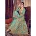 TEAL GREEN INDIAN HEAVY EMBROIDERED PARTY WEAR SLIT DRESS