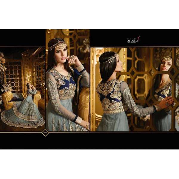 S44 GREY BLOSSOM SYBELLA DESIGNER LEHENGA DRESS