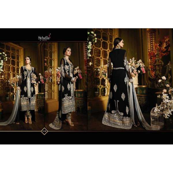 S48 BLACK BLOSSOM SYBELLA DESIGNER LEHENGA DRESS