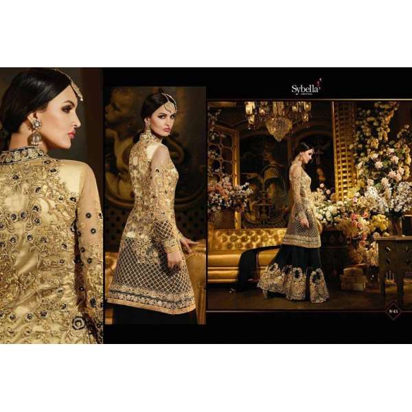 S45 GOLD AND BLACK BLOSSOM SYBELLA DESIGNER PALAZZO SUIT