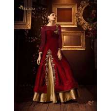 RED AND GOLD PREMIUM SILK EMBROIDERED LENGHA 