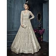 White Net Anarkali Gown Indian Ethnic Wedding Dress