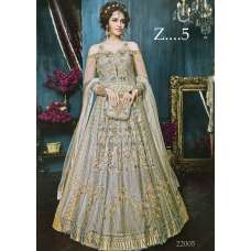 Grey Embroidered Pakistani Bridal Gown