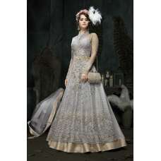 Grey Indian Designer Gown Asian Bride Evening Dress