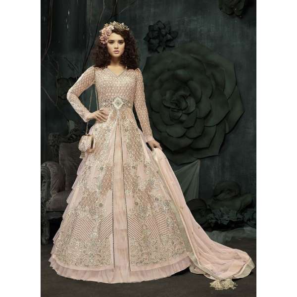 Baby Pink Wedding Anarkali Suit Indian Bridal Gown