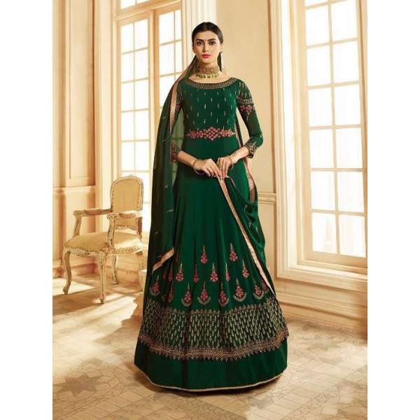DARK GREEN INDIAN PAKISTANI WEDDING DRESS