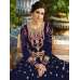Blue Indian Designer Embroidered Evening Gown Wedding Party Dress